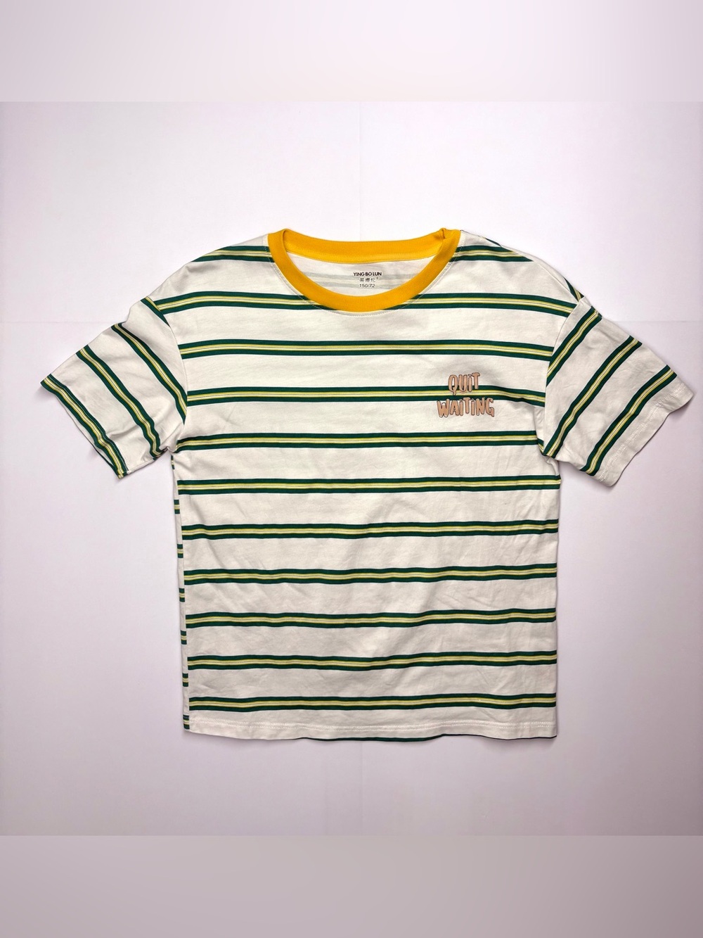 Striped Green & Yellow Kids Tee by Unknown Brand